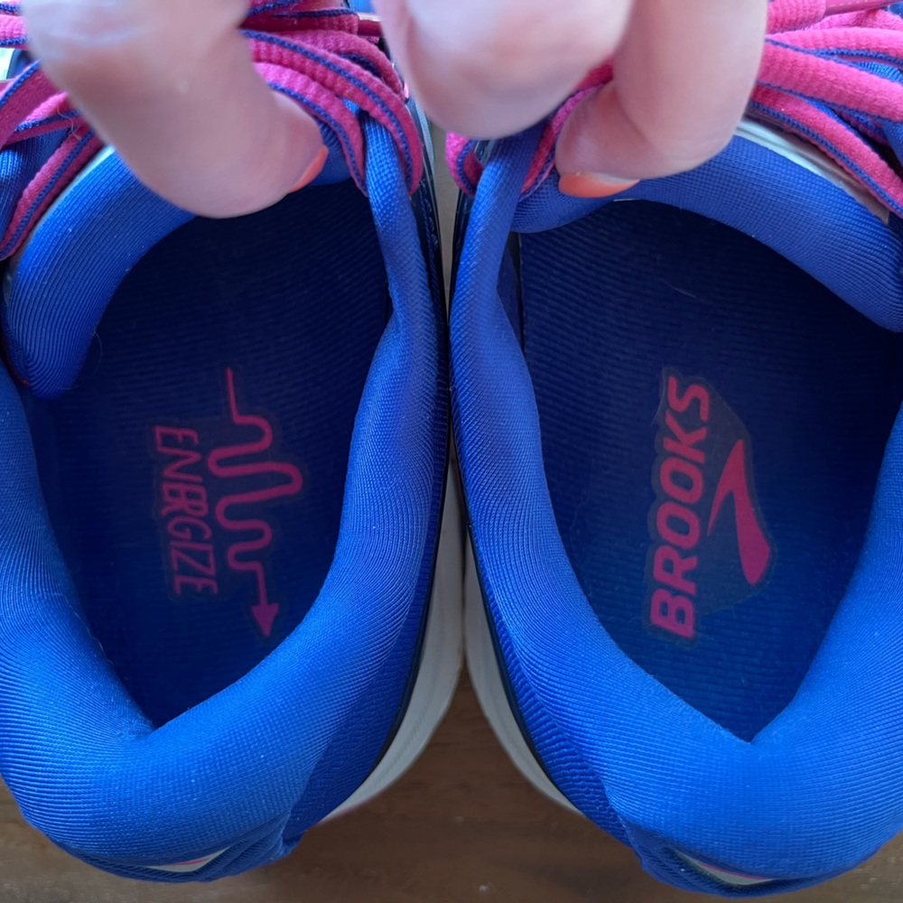 Brooks Womens White Blue Pink Glycerin/Atrena Athletic Running Shoes - Picture 5 of 10